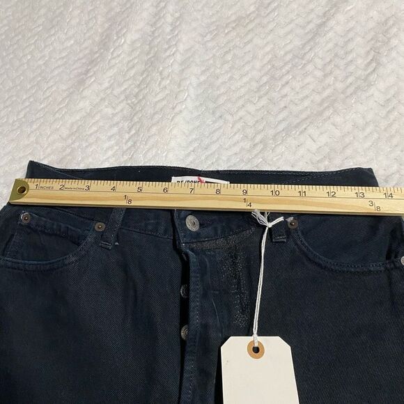 RE/DONE Originals Black High Rise Distressed Button Fly Jeans Size 26 New - Picture 4 of 13
